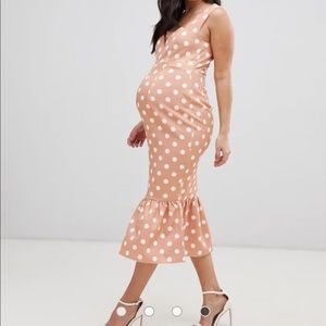 ASOS Maternity polka dot scallop bodycon dress